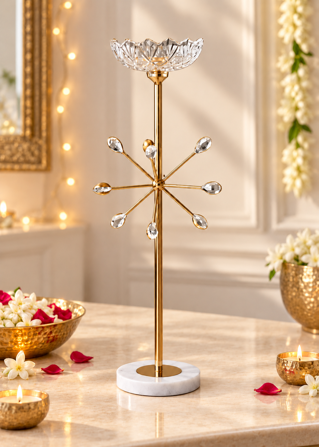 Zen Crystal Candle Urli - Large