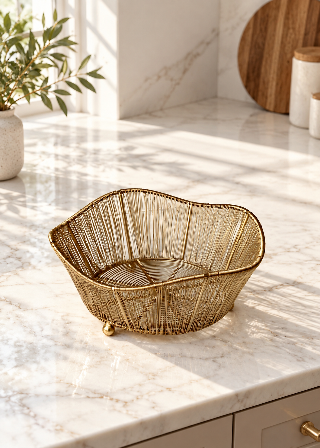 Alora Gold Two-Tier Fruit Basket