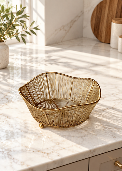 Alora Gold Two-Tier Fruit Basket