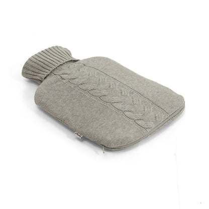 Cable with Collar Neck - Vanilla Grey Melange Knitted Hot Water Bottle Cover