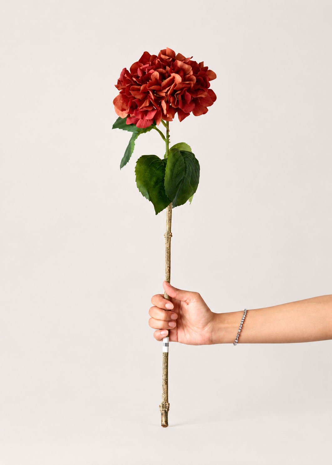 Artificial Hydrangea Stem - Carmine Red (One Stem)