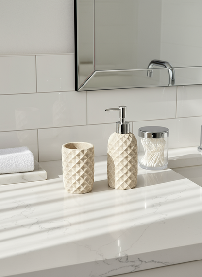 Diamond Weave Bath Set - Beige (Set of 2)