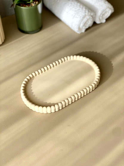 Ribbed Bathroom Set - Beige