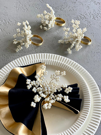 White Bead Napkin Ring - Set of 4