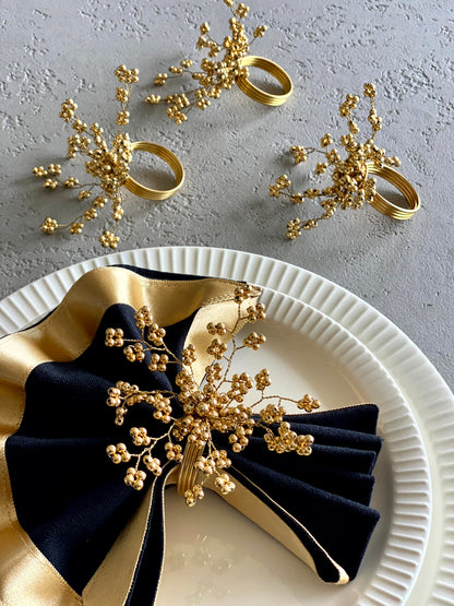 Gold Bead Napkin Ring - Set of 4