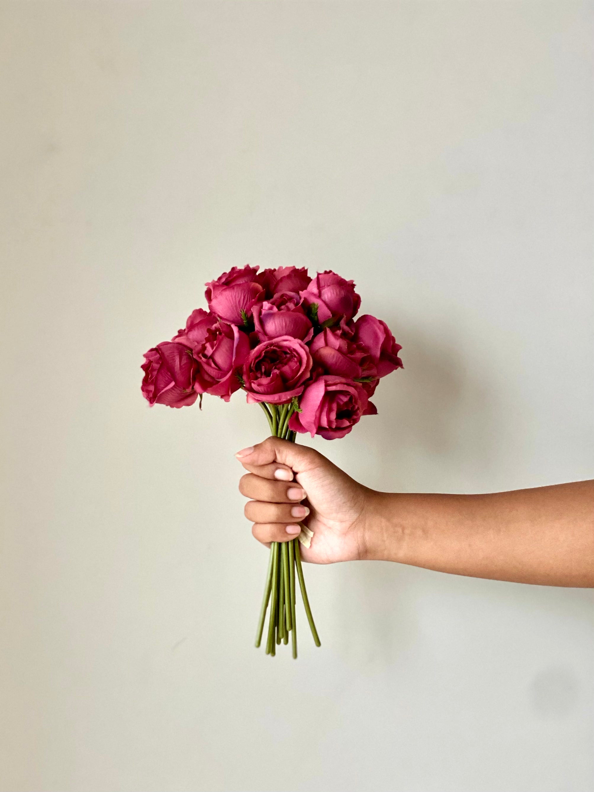 Artificial Silk Rose Bunch - Pink