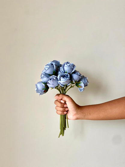 Artificial Silk Rose Bunch - Blue