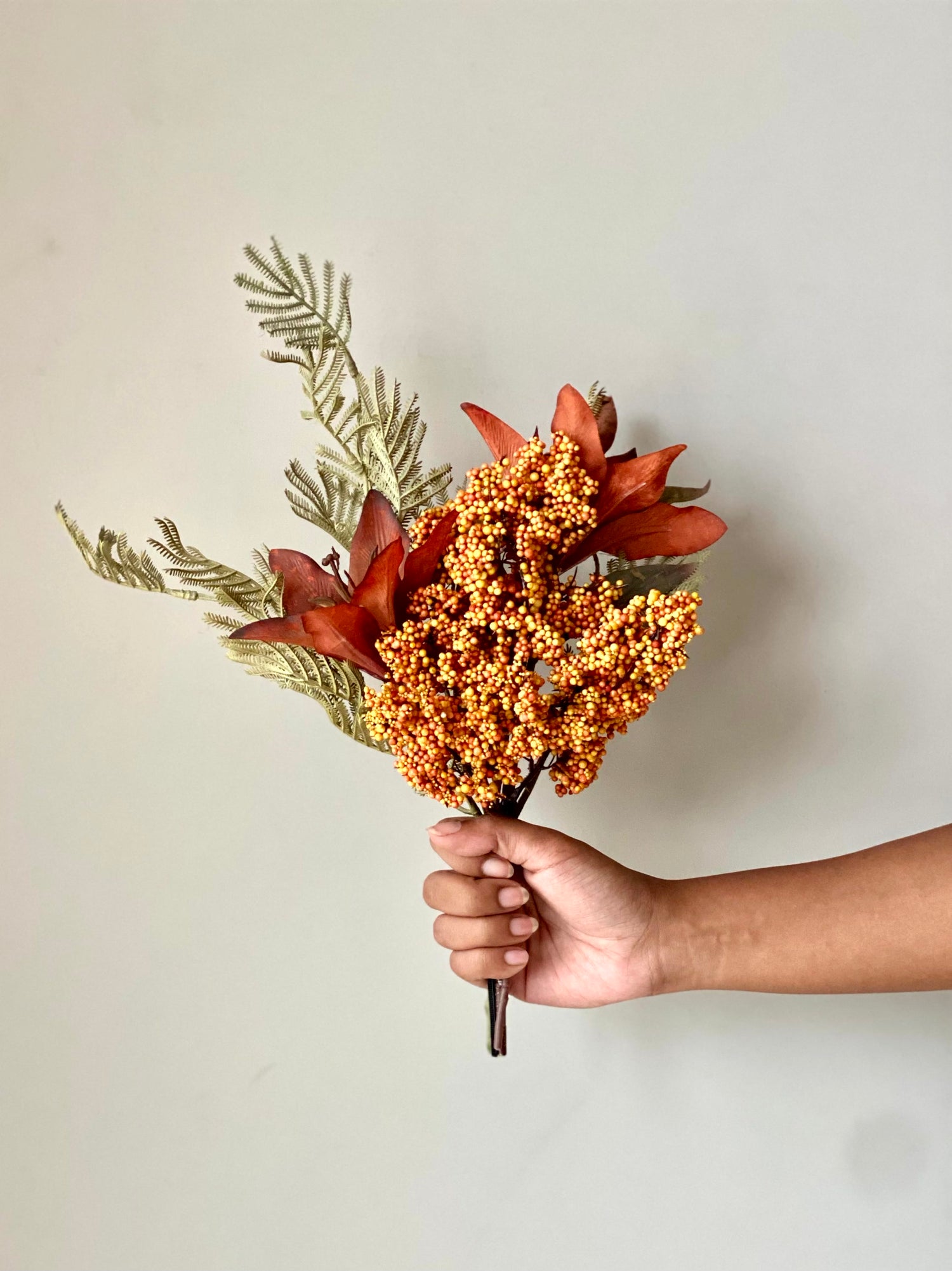 Artificial Mixed Flower Bunch - Orange