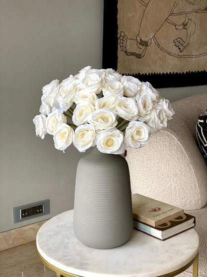 Artificial Rose Bunch - White