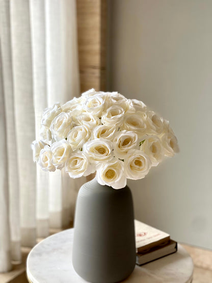 Artificial Rose Bunch - White