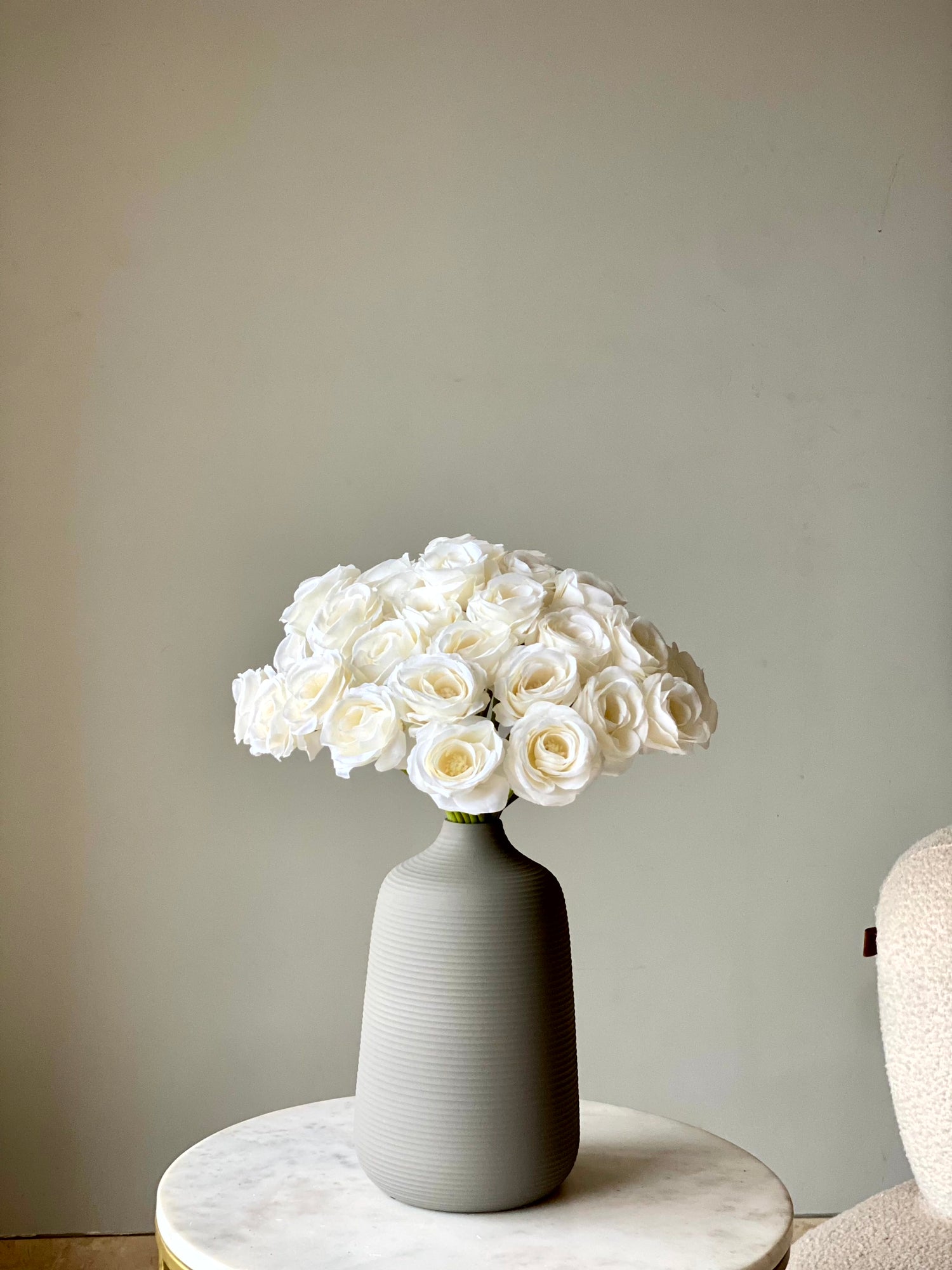 Artificial Rose Bunch - White