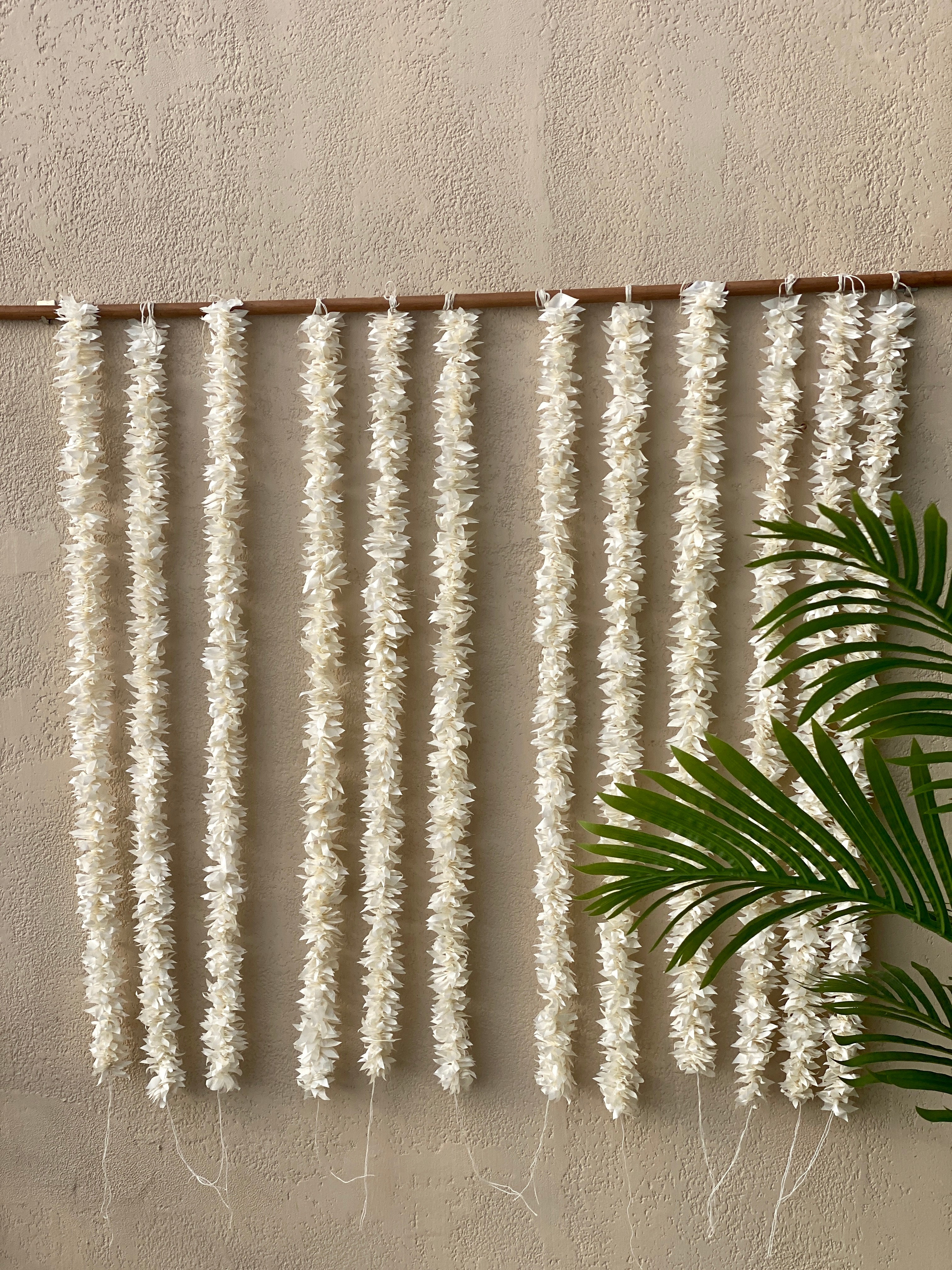 Decorative Artificial White Gajra - Set Of 12 (3 Feet)