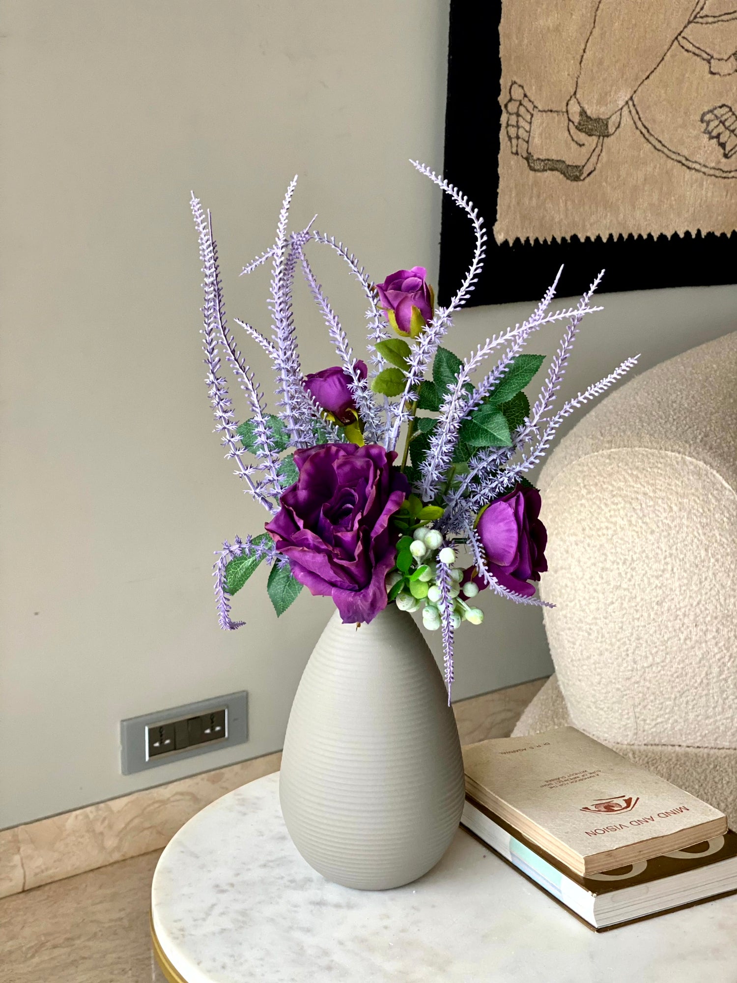 Artificial Mixed Flower Bunch - Deep Purple