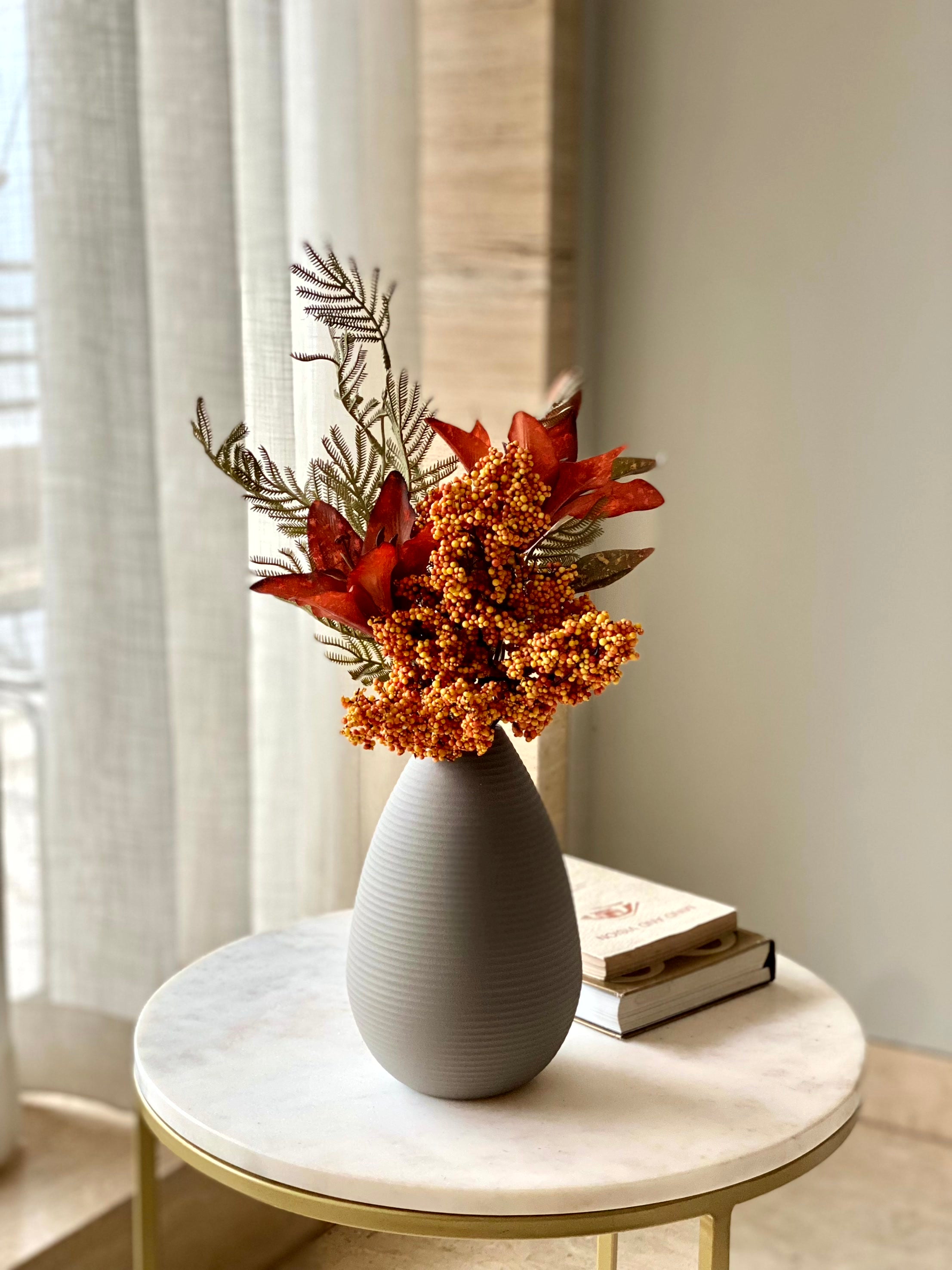 Artificial Mixed Flower Bunch - Orange