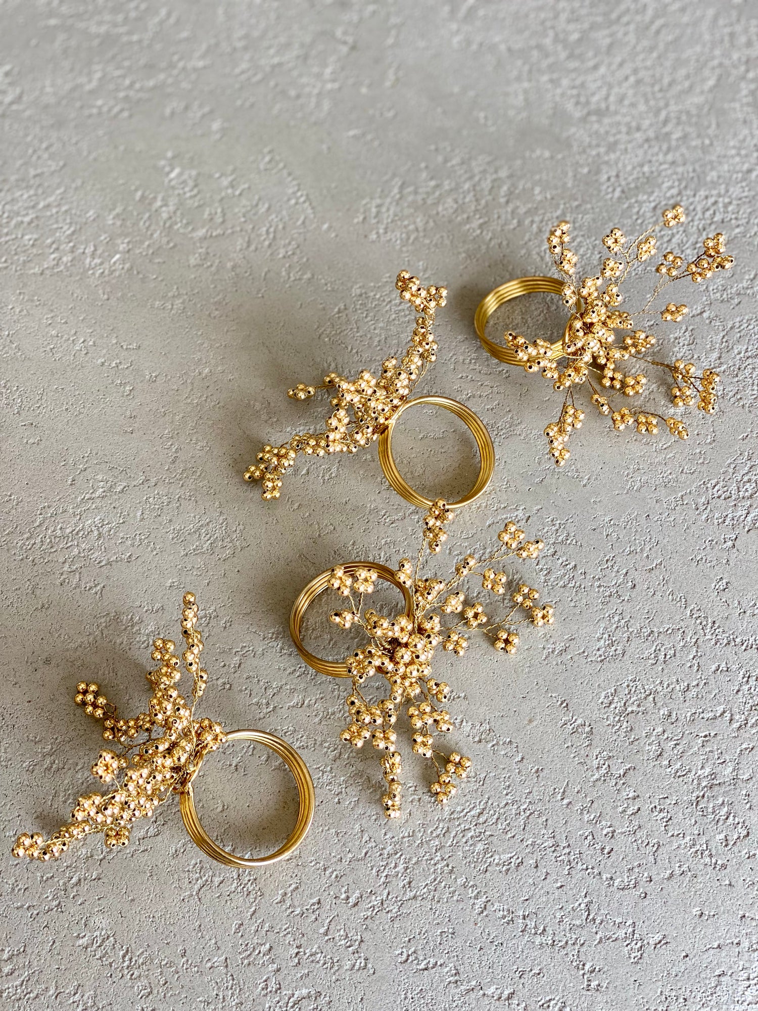 Gold Bead Napkin Ring - Set of 4