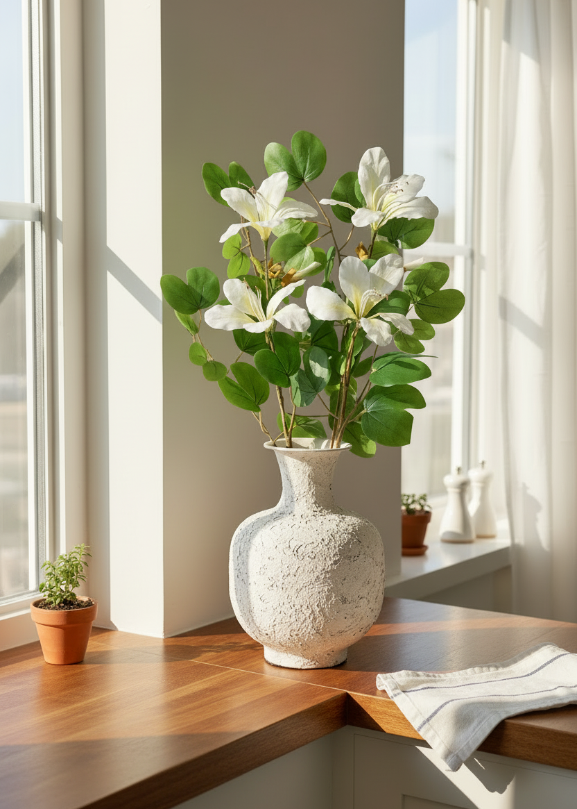 Artificial Bauhinia Flower Stem - White (Set of 2)