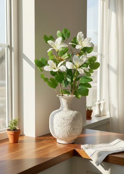 Artificial Bauhinia Flower Stem - White (Set of 2)