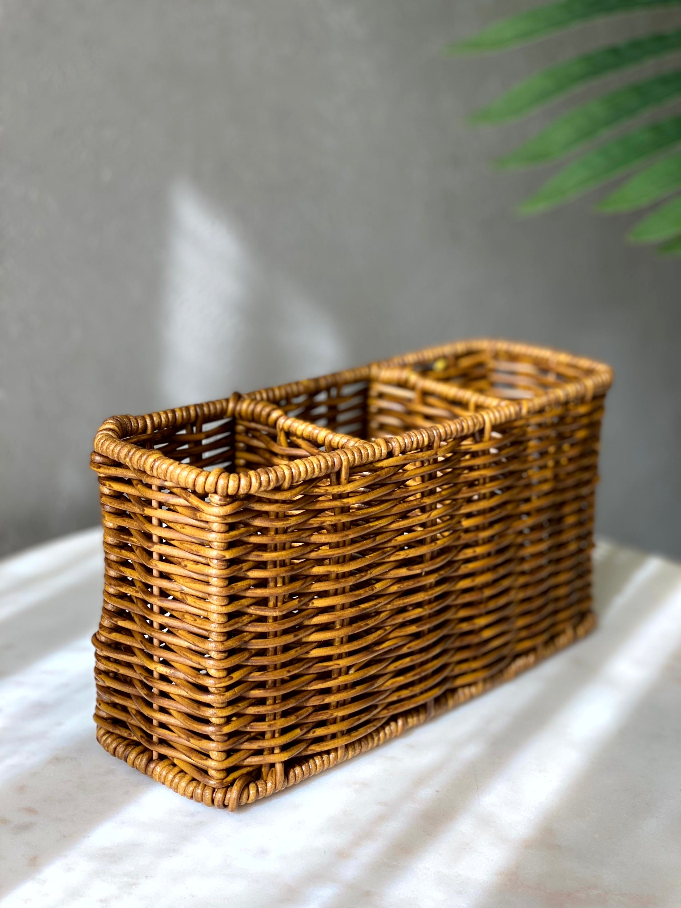 Boho Rattan Cutlery Holder - Brown