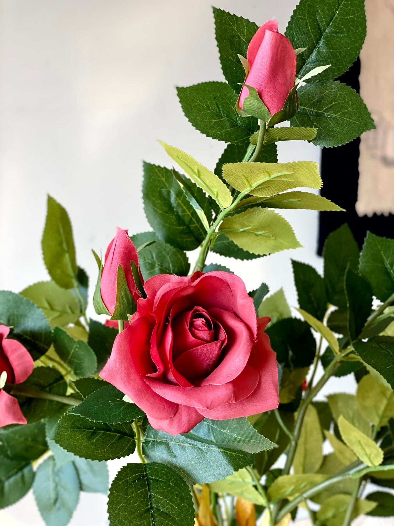 Artificial Red Twisted Rose Plant - 4 Feet