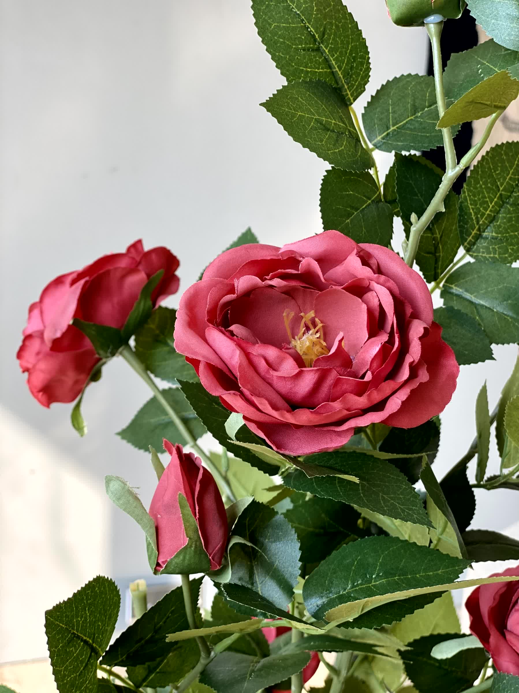 Artificial Red Aurea Rose Plant - 3 Feet