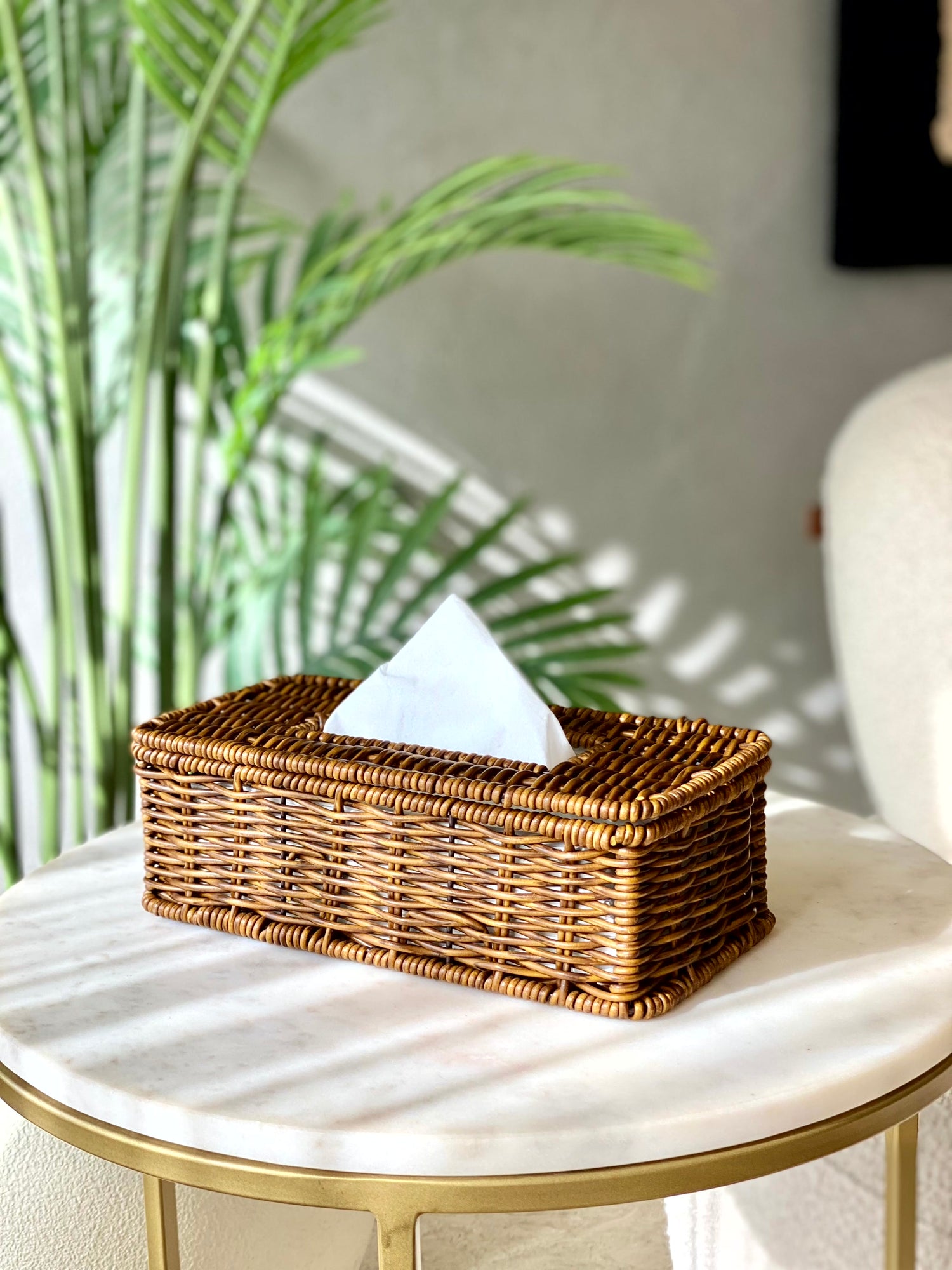 Boho Rattan Tissue Box - Brown