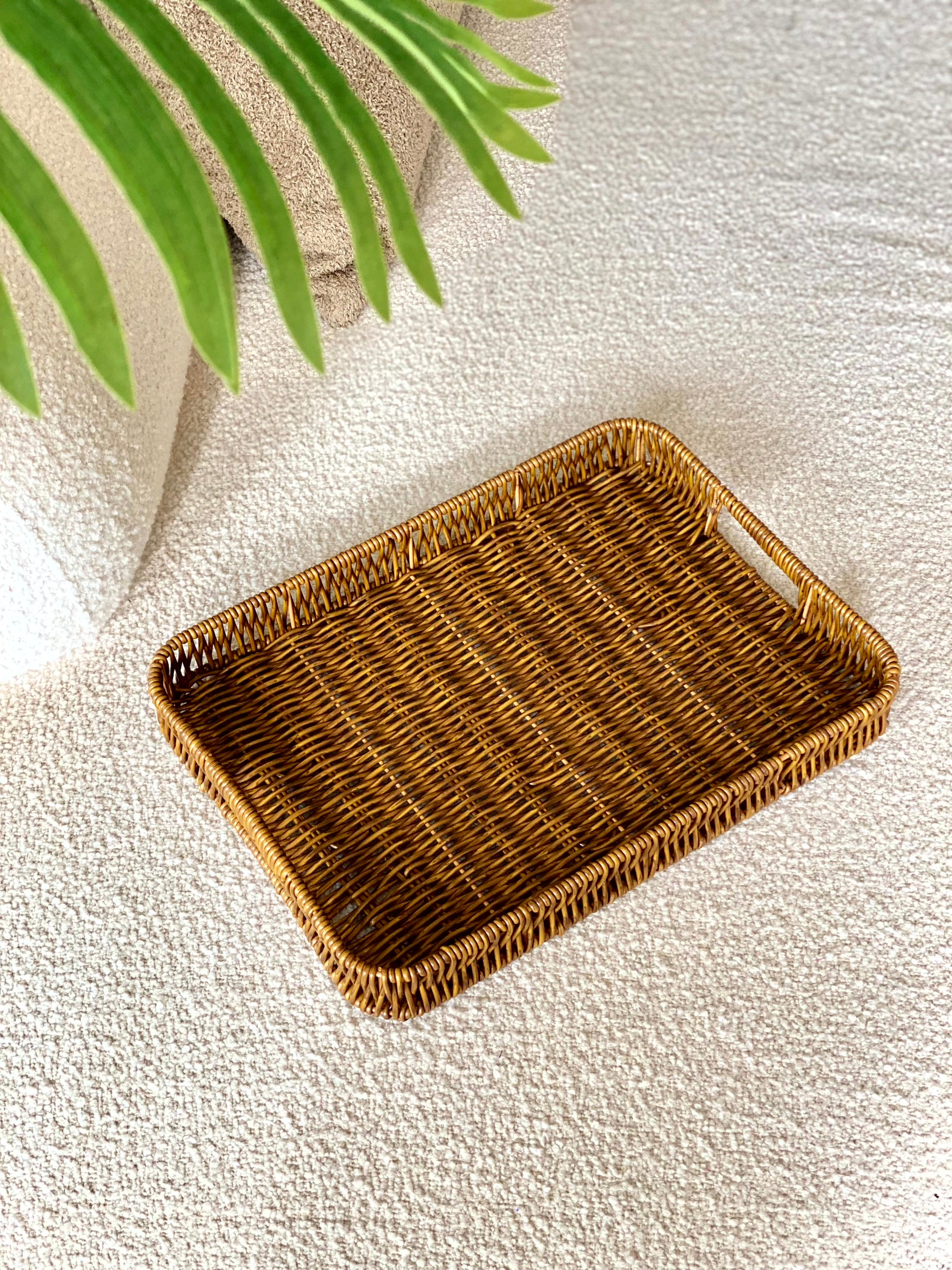 Boho Rattan Tray - Brown (Large)