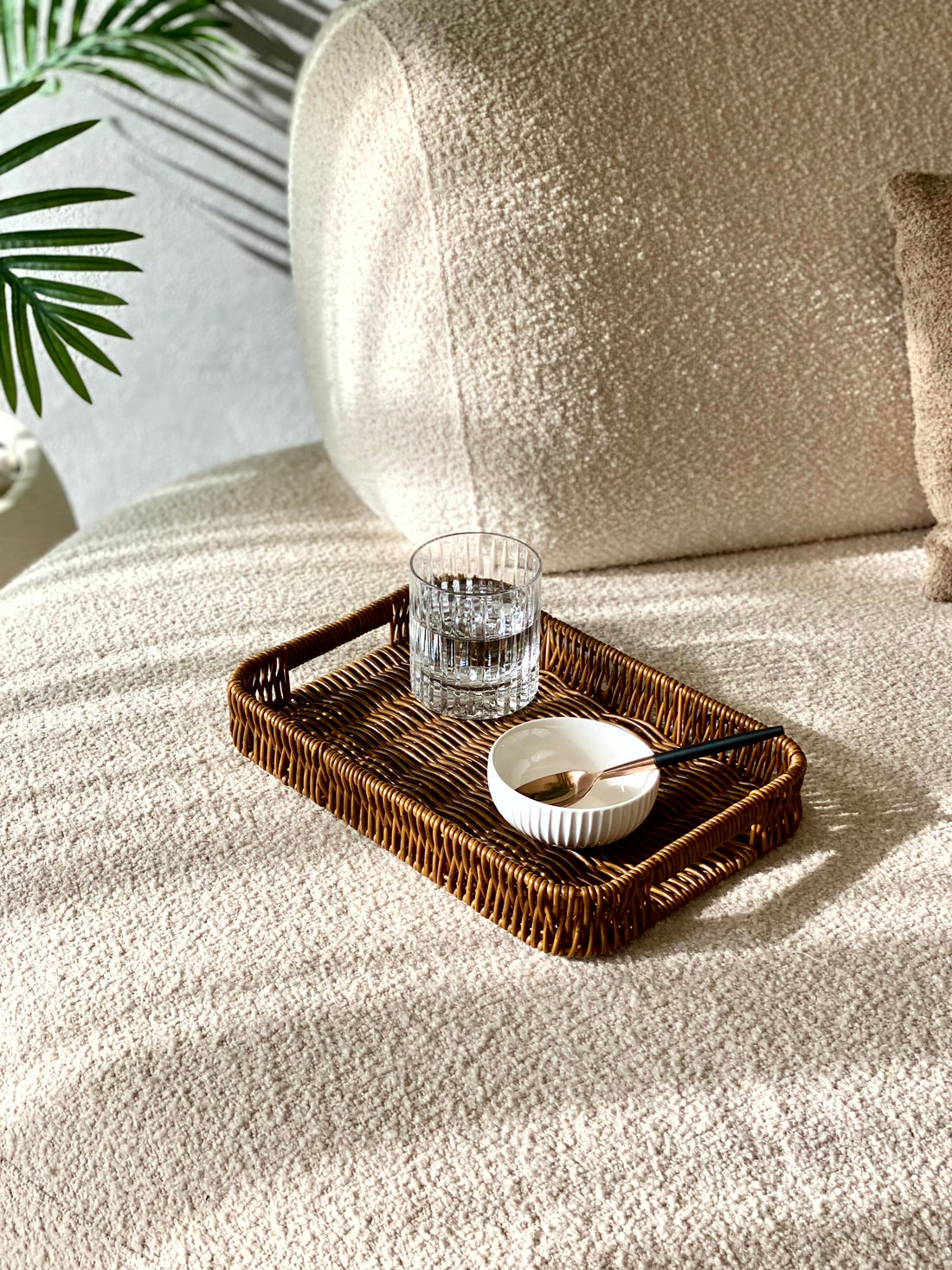 Boho Rattan Tray - Brown (Medium)