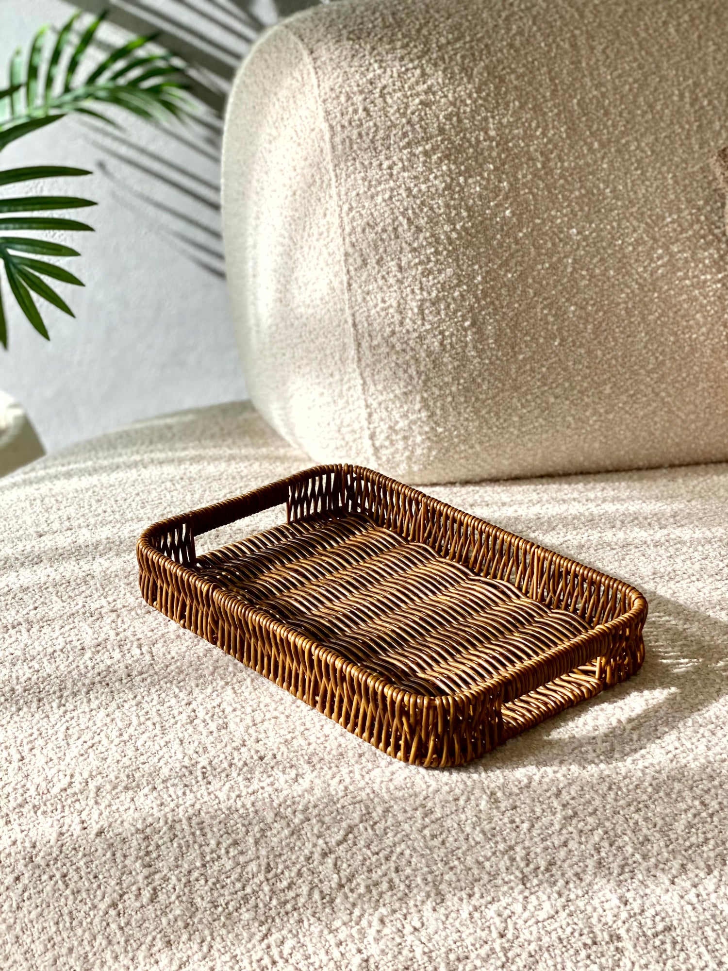 Boho Rattan Tray - Brown (Medium)