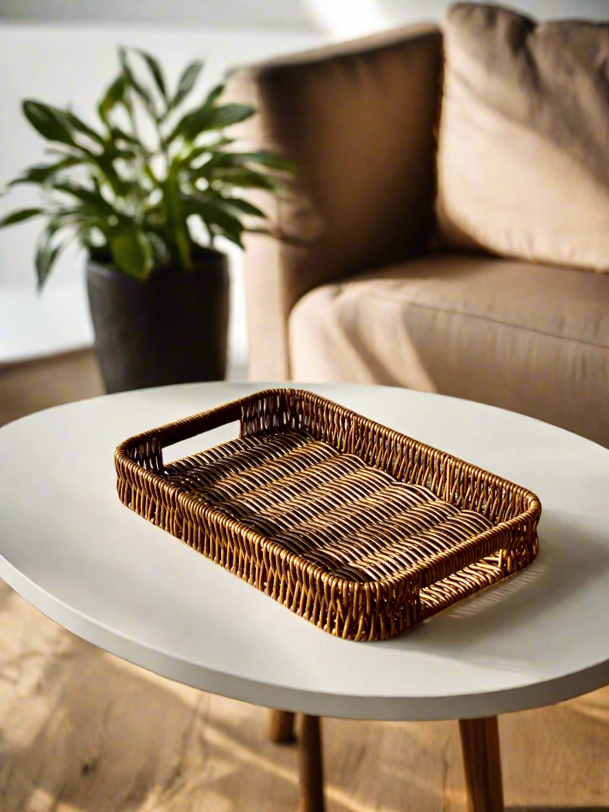 Boho Rattan Tray - Brown (Medium)