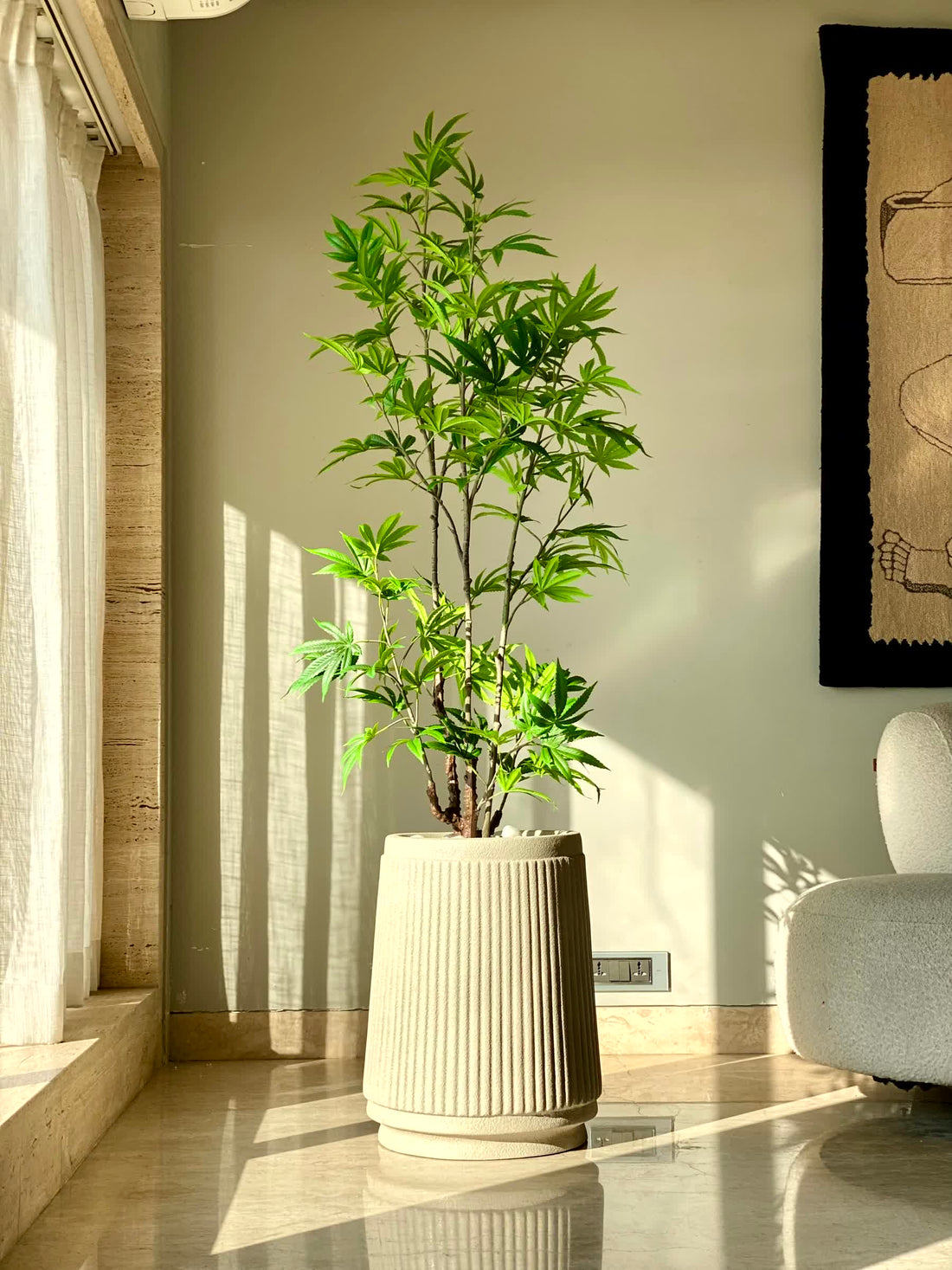 Artificial Green Maple Plant - 5 Feet