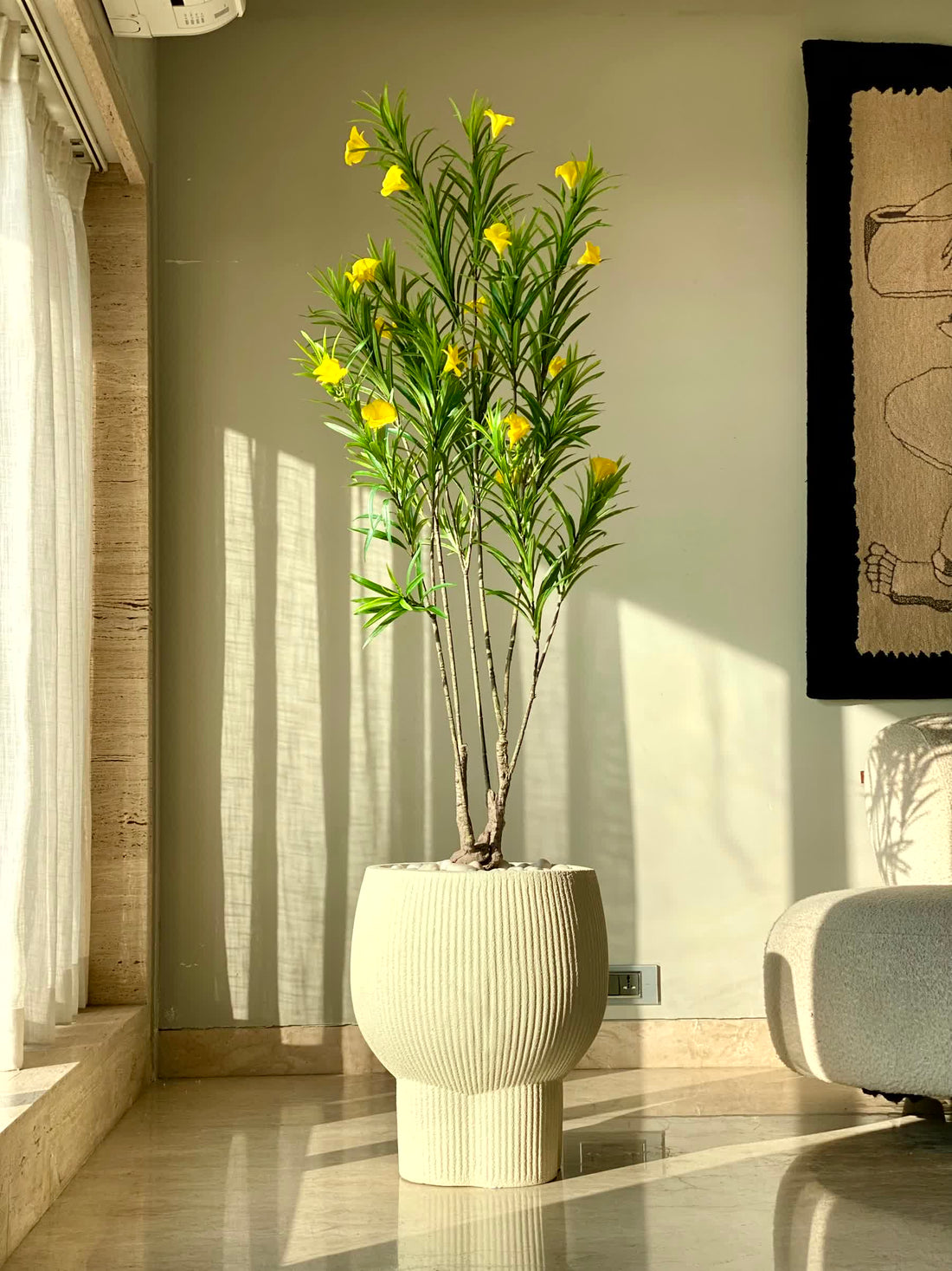 Artificial Yellow Bell Lily Plant - 5 Feet