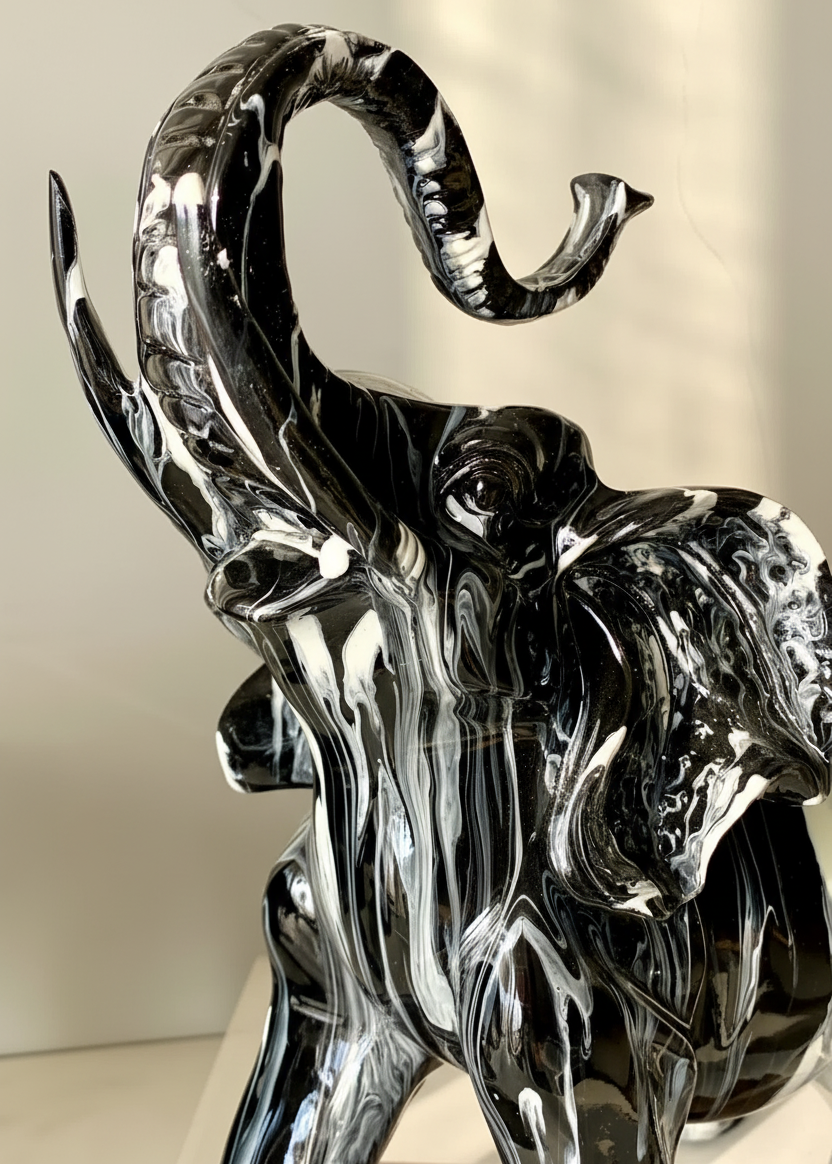 Monochrome Onyx Elephants - Set of 2