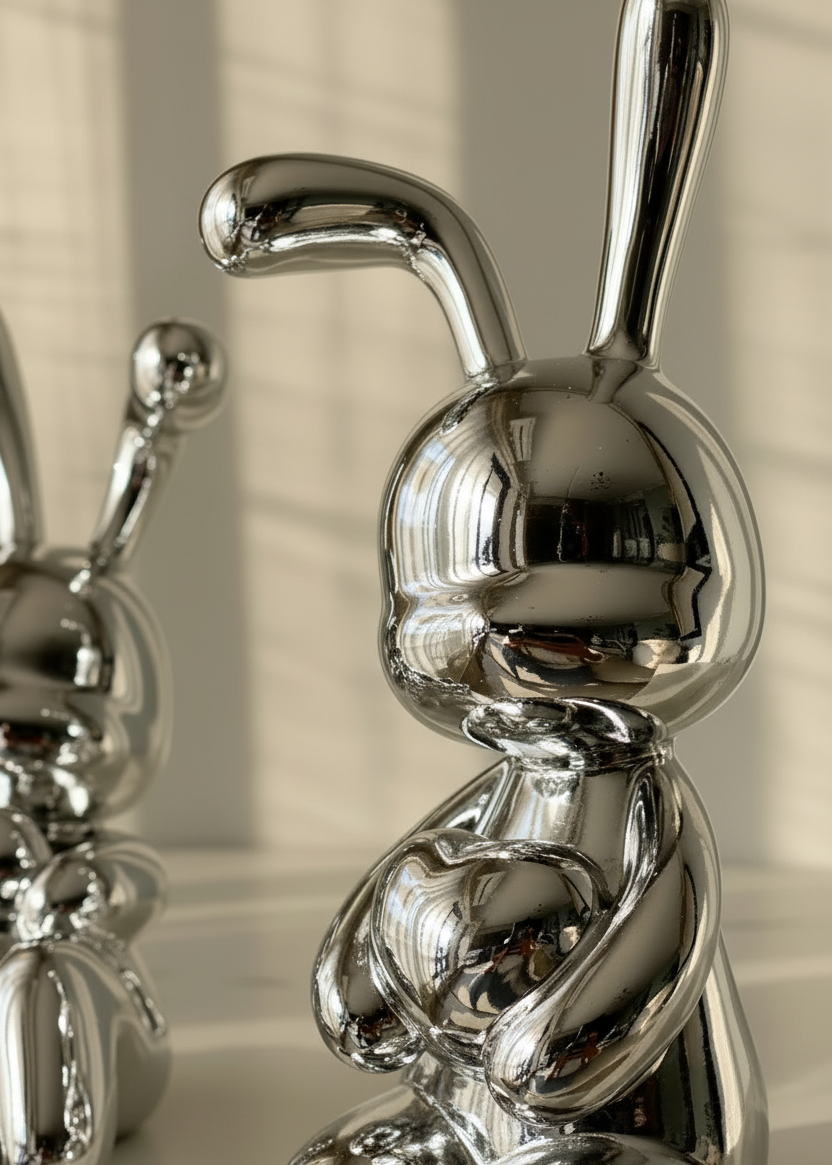 Luxe Chrome Bunny Duo - Set of 2