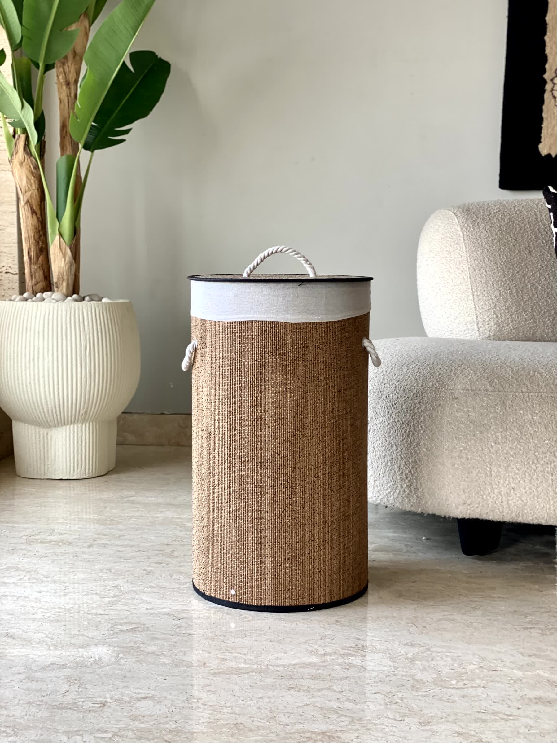 Savanna Laundry Basket - White &amp; Brown