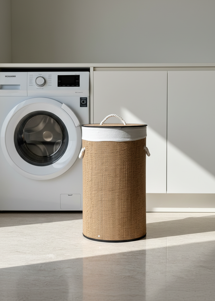 Savanna Laundry Basket - White & Brown