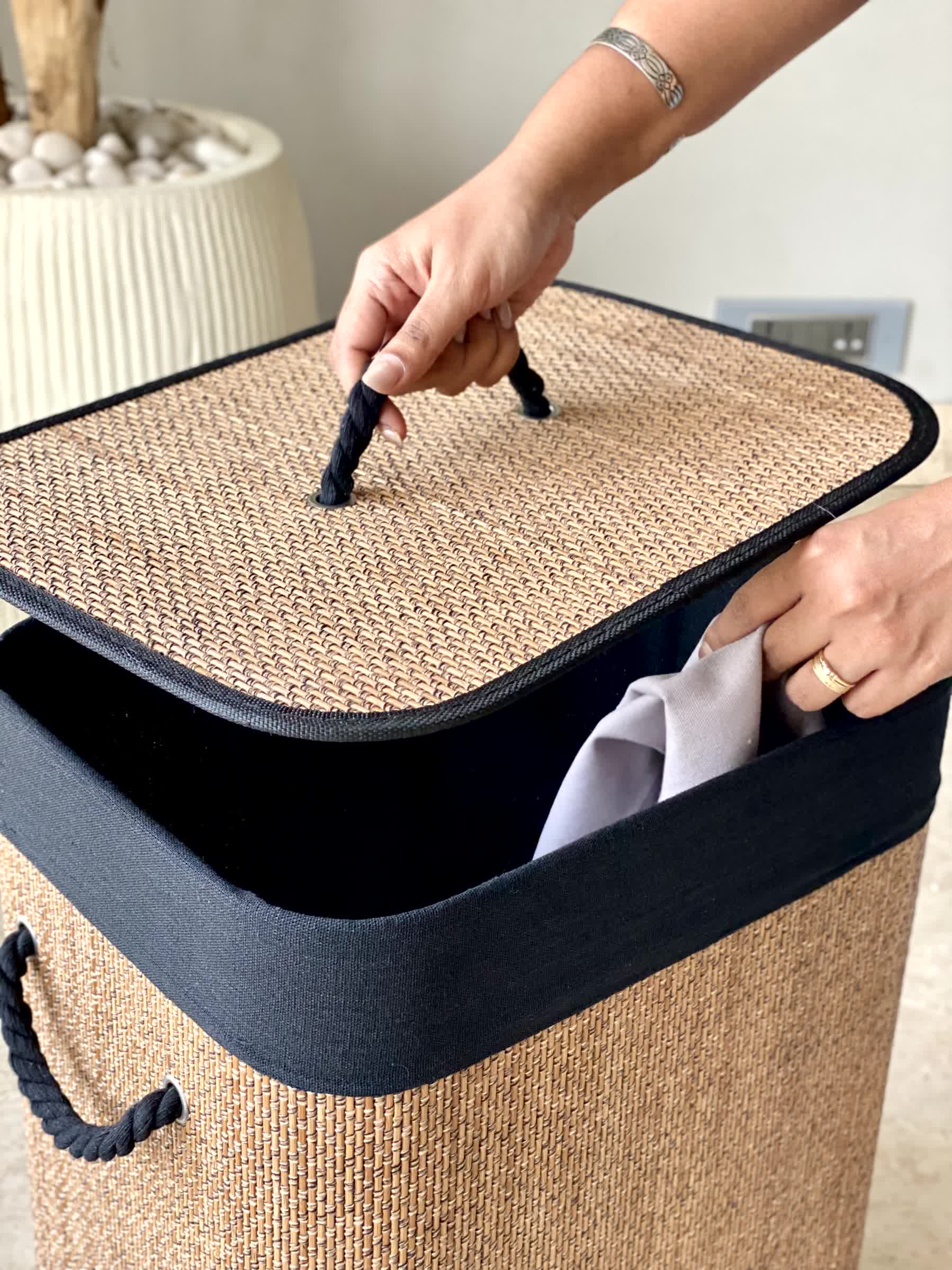 Terra Laundry Basket - Black &amp; Brown
