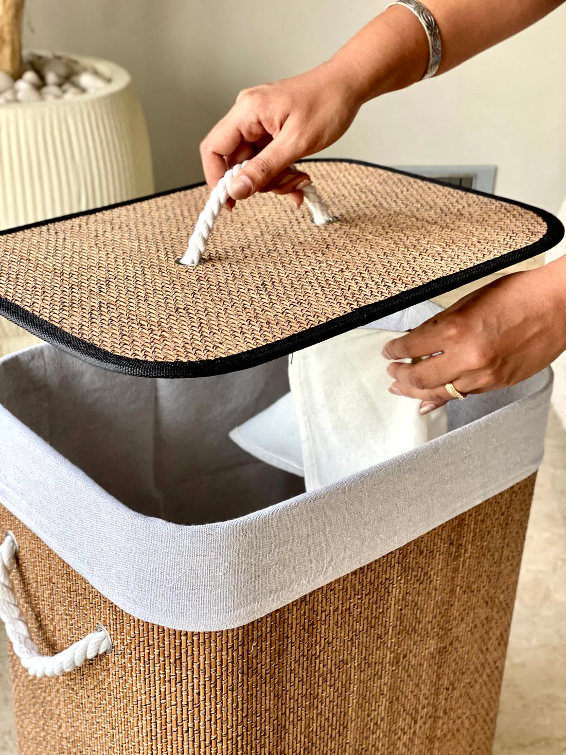 Terra Laundry Basket - White &amp; Brown