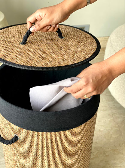 Savanna Laundry Basket - Black &amp; Brown