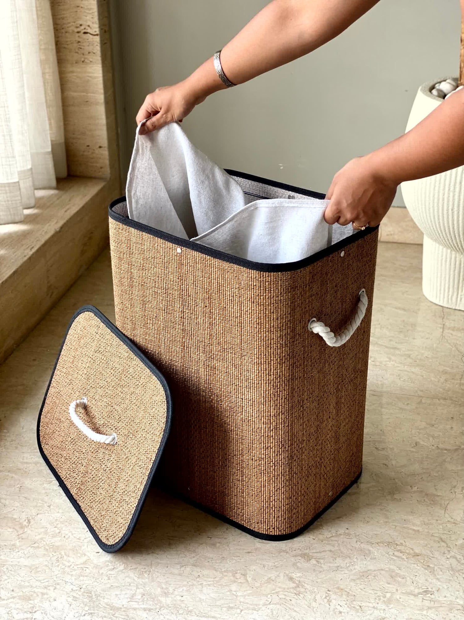 Terra Laundry Basket - White &amp; Brown