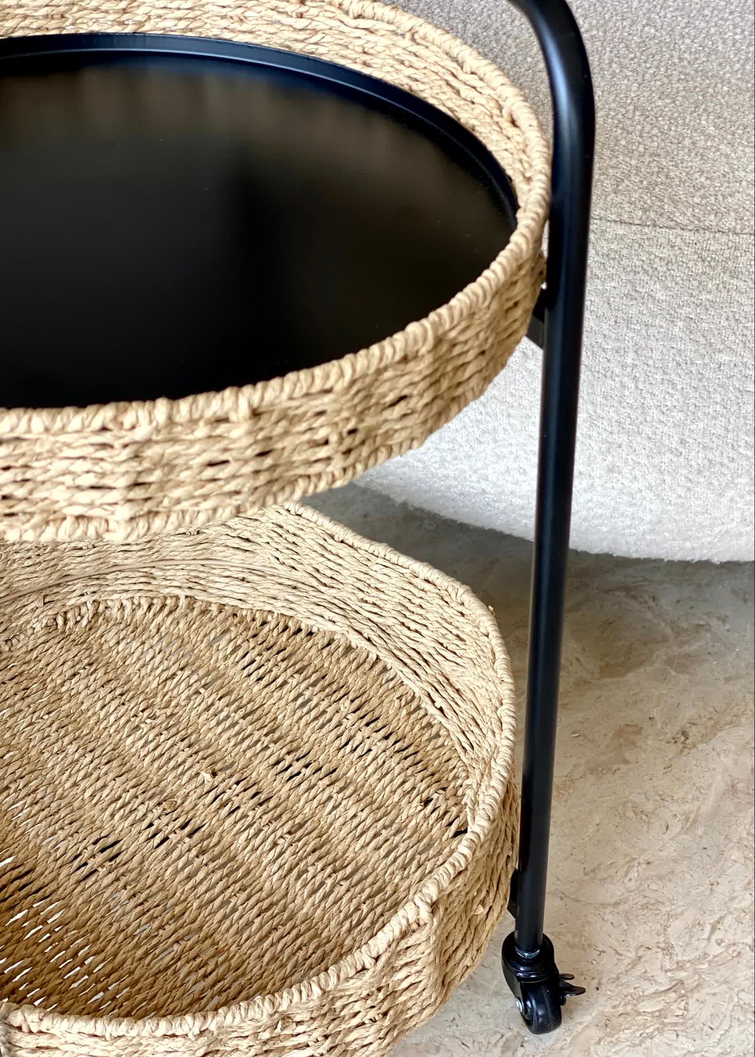 Two-Tier Rattan Trolley