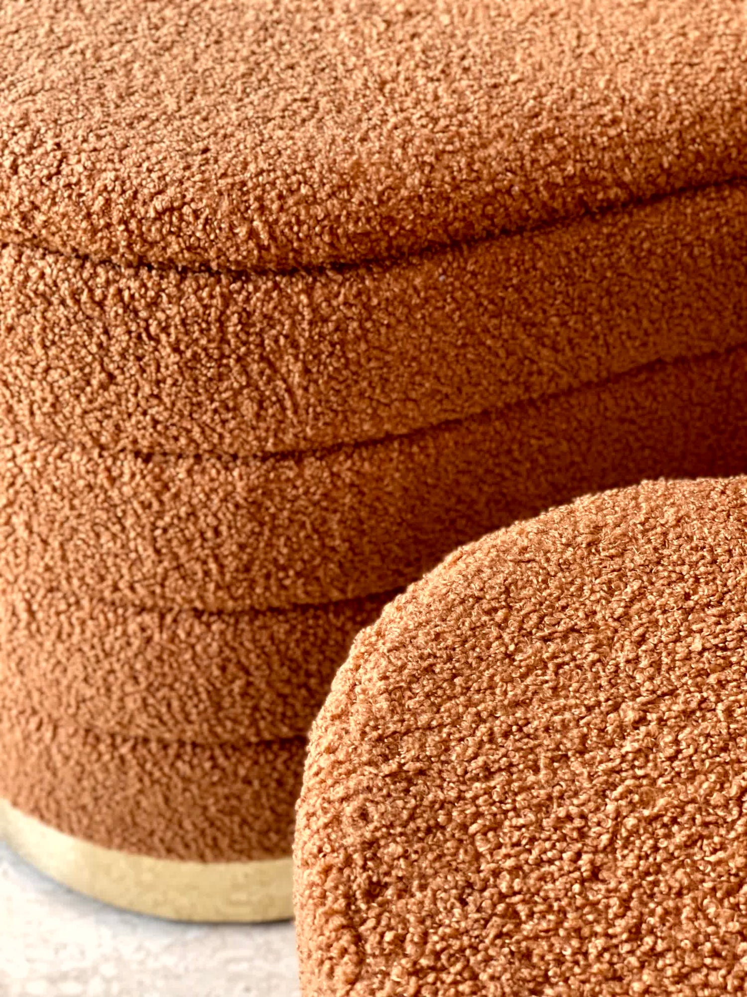 Cloud Boucle Storage Pouffe Set - Tan