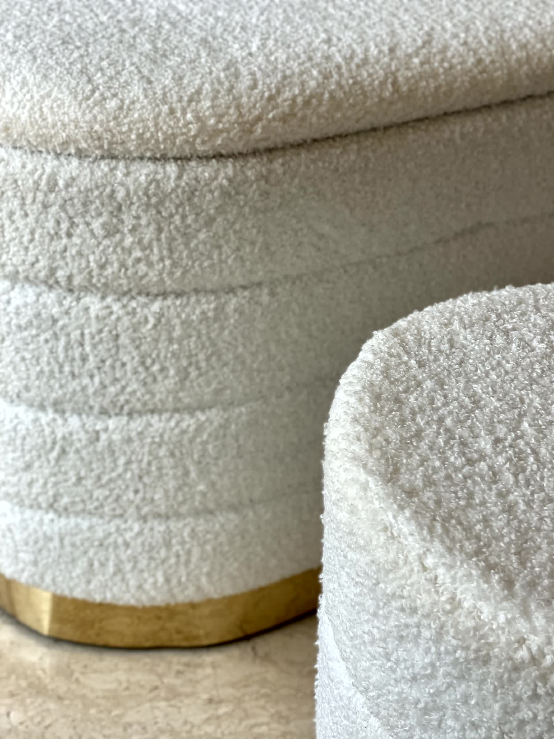 Cloud Boucle Storage Pouffe Set - Chalk White