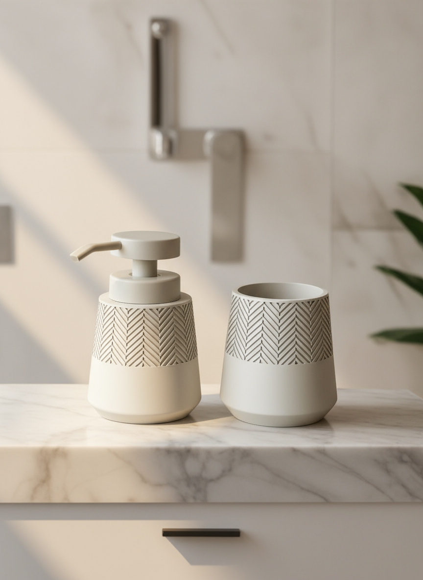 Gypsy Ecru Bathroom Set - Set of 2