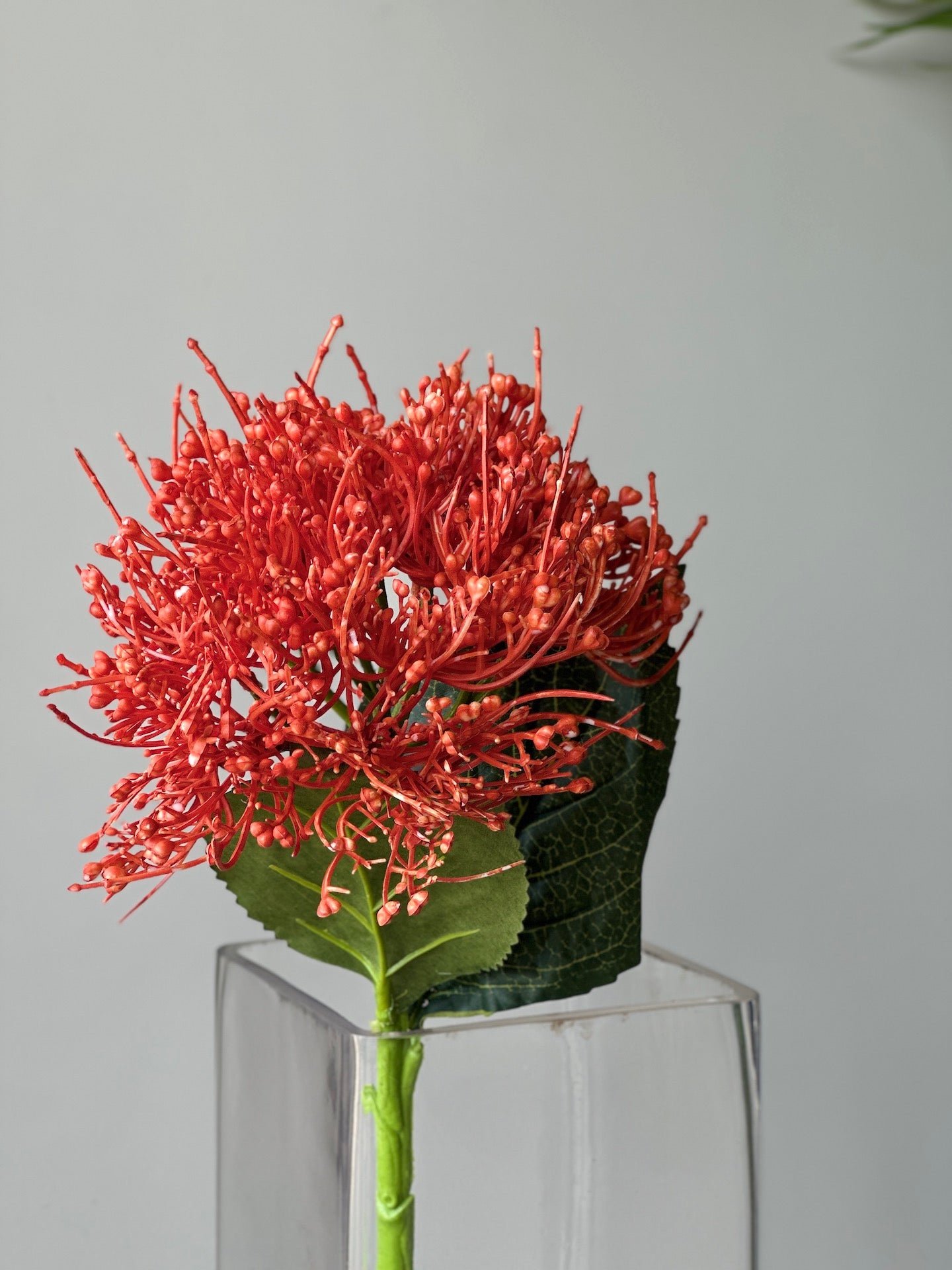 Artificial Pincushion Flower Stem - Orange