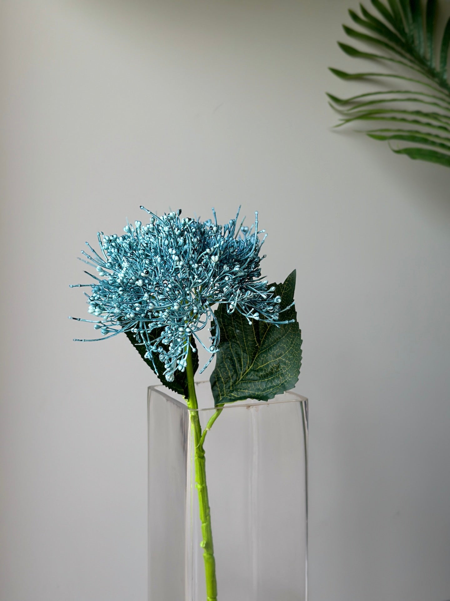 Artificial Pincushion Flower Stem - Blue