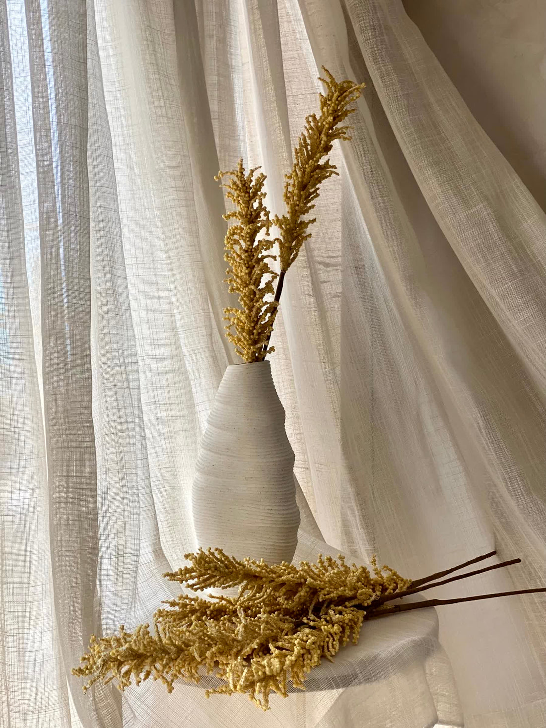 Artificial Pampas Reed Stem - Yellow (One Stem)