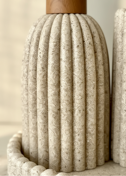 Terra Ribbed Bathroom Set - Set of 3 (Beige)