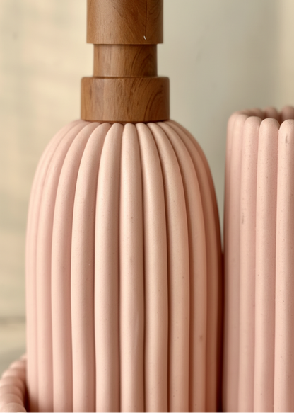 Terra Ribbed Bathroom Set - Set of 3 (Pink)
