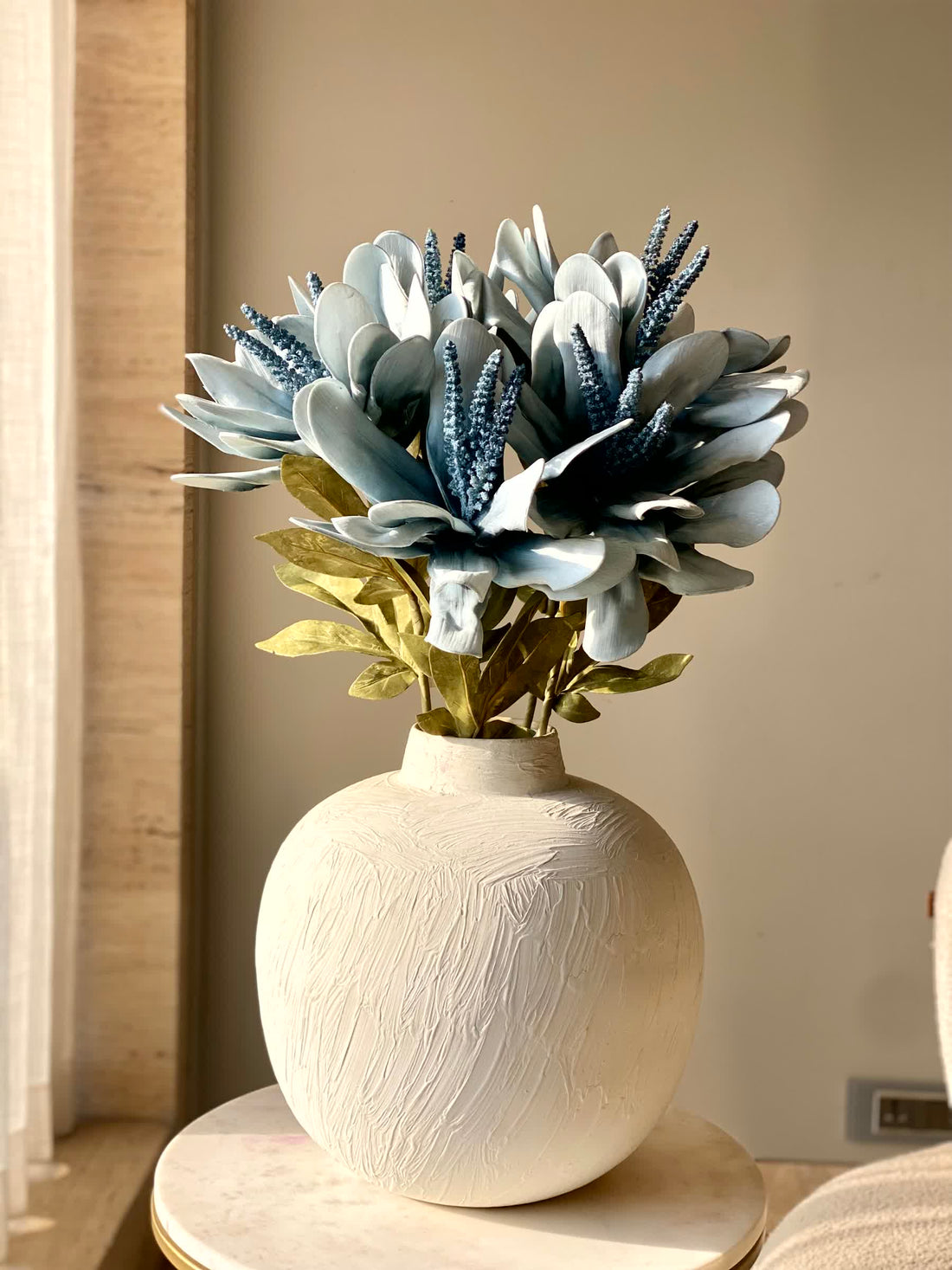 Artificial Lily Flower Stem  -  Blue (One Stem)