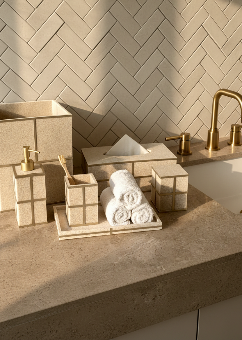 Axia Bathroom Jar - Beige